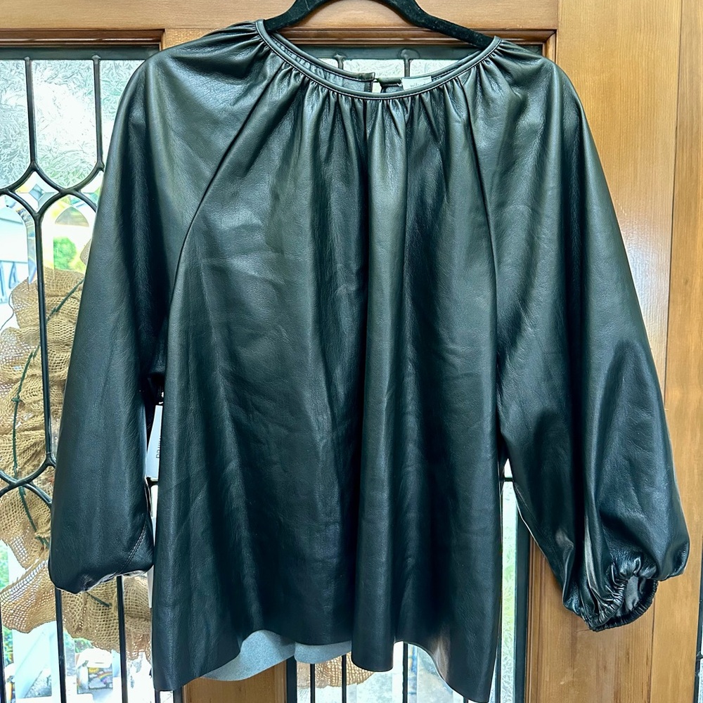 Elegant Leather Black Women's Top